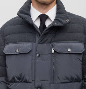 Chaqueta de plumón ligera ultraligera de microfibra para invierno, con cierre de cremallera, cuello alto, transpirable, para hombre - Product Image 3