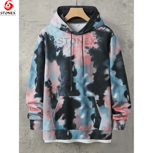 Sweat à capuche polaire d'hiver pour hommes imprimé personnalisé nouvelle mode pull d'extérieur poche kangourou cravate-Die col à capuche - Product Image 6