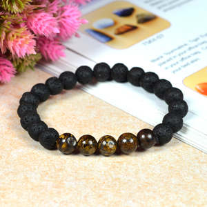 Bracelet en pierre de lave naturelle avec pierres semi-précieuses 8 mm, bijoux de méditation et de guérison des chakras - Product Image 6