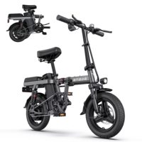 Bicicleta Eléctrica Plegable Mini sin Escobillas T14 48V 10Ah con Batería Oculta, Motor de Cubo Trasero de 250W 30Nm y Neumático Ancho