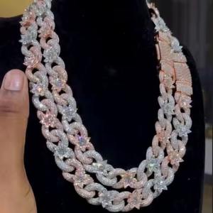 Collar de moissanita de alta calidad con cadena cubana de hip hop americano, para ropa de oro amarillo hombre y mujer, proveedor indio directo - Product Image 1