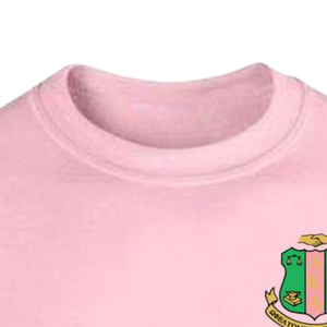 Crest Crewneck <b>Sweatshirt</b> Light <b>Pink</b> Green Embroidered Pullover Custom Greek Sorority Apparel - Product Image 5
