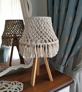 100% coton corde macramé Style fait à la main doux abat-jour Design bohème avec tissu pour la foudre - Product Image 2