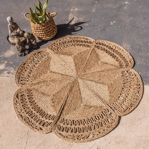 Tapis de fleurs en jonc de mer tissé à la main, matériau naturel, fabriqué au Vietnam - Product Image 2