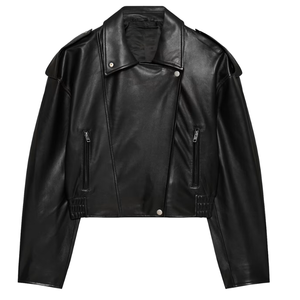 Chaqueta de Cuero Sintético para Mujer |   Chaqueta Corta para Motocicleta |   Chaqueta de Moda Urbana con Cierre de Cremallera para Primavera y Otoño - Product Image 1