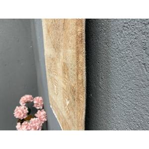 Vintage Small Rug 1.6x3.2 ft (49x97 cm), Turkish <b>Brown</b> Oriental <b>Wool</b> Rug - Product Image 2