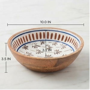 Tazón de Madera de Mango Hecho a Mano, Ecológico, con Revestimiento de Esmalte, Apto para Lavavajillas, Diseño Floral Chino Tradicional para Servir Alimentos en el Hogar - Product Image 6