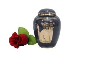 Brown Metal Pet Cremation <b>Urn</b> with White Paw Print Design Secure Lid Memorial Ashes Container for Dogs <b>Cats</b> and Beloved Pets - Product Image 4