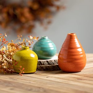 3 Petits Vases Rustique Décoration Maison Fermes Modernes Idéal Étagère Décor Bibliothèque Manteau Multicolore Céramique Vase Set - Product Image 5