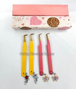 แหนบปลายไฟเบอร์สำหรับต่อขนตาแบบแยกเส้น พร้อมเคลือบสีเหลืองแบบ 90 องศา และเคลือบผงสีเหลืองลายดาวผีเสื้อ อุปกรณ์เสริมความงาม - Product Image 6