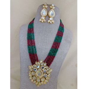 Classic High Quality <b>Gold</b> Plated Multi Layered Stone Look Necklace <b>Set</b> with <b>Earrings</b> Women Designer Jewelry Wedding Party Gift - Product Image 2