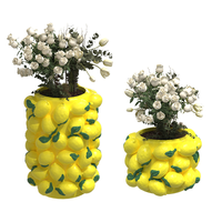 Vase en céramique et porcelaine de luxe, fait main, écologique, durable, design moderne du milieu du siècle, en forme de citron, vente en gros