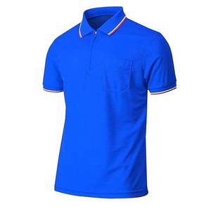 Polo quart de fermeture éclair de couleur bleue pour les vêtements pour hommes grande taille chemises pour hommes à manches courtes 100% coton nouveau Design Service OEM - Product Image 1