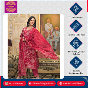 Kurti Pant Dupatta de Algodón Pesado de Estilo Tradicional Indio, Nuevo Diseño Étnico, Informal, para Oficina, para Ocasiones Especiales, de Alta Calidad - Product Image 6