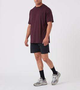 100% algodón 300gsm liso en blanco cuello grueso gimnasio desgaste cuello falso cuello moda hecha media manga camiseta para hombres - Product Image 6