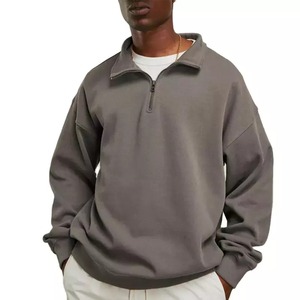 Sudadera de algodón de alta calidad con media cremallera, sudadera lisa en blanco de gran tamaño Unisex para hombre, jersey de talla grande para hombre, sudadera con media cremallera - Product Image 1