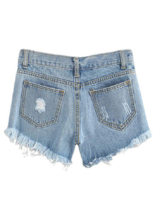 Pantalones cortos de mezclilla de cintura alta para mujer Y2K Vintage cremallera desgastada Sexy Streetwear verano Casual Slim Fit Jean Shorts al por mayor - Product Image 2