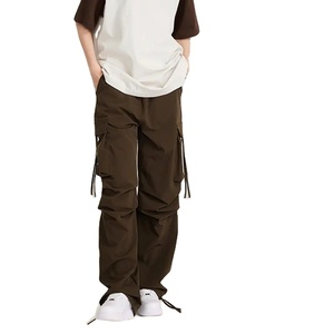 Pantalones de chándal Premium para hombre, pantalones Cargo de peso pesado, pantalones de chándal para hombre, pantalones de chándal holgados teñidos sólidos, pantalones acampanados sueltos - Product Image 2