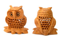 Statue de Noël en bois sculptée à la main, motif hibou sur branche, design moderne, couleur naturelle, écologique, artisanat indien