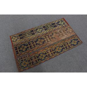 Alfombra Pequeña Vintage, Alfombra Turca de 2.4x4 pies, Alfombra de Lana Azul - Product Image 1