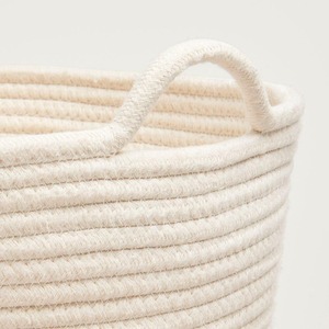 Shiny <b>White</b> Modern Handwoven Cotton Rope <b>Basket</b> Foldable Office Use <b>Storage</b> <b>Basket</b> With 'Socks' Style For Clothing Office ItemsA - Product Image 2