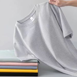 Camiseta de manga corta con cuello redondo para hombre y mujer, ropa superior básica de Color sólido, Camiseta holgada para hombre - Product Image 4