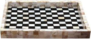 Bandeja de Servicio de Lujo Hecha a Mano en India con Incrustaciones de Nácar, Borde de Madera, Asas, de un Solo Nivel, para Escritorio, Decorativa - Product Image 3