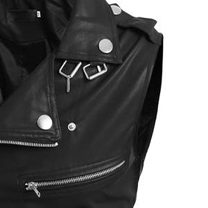 Gilet en cuir véritable sans manches pour homme fabriqué en usine, col en V, avec poche, coupe ajustée, boutonné, coupe-vent, imperméable, vêtement d'extérieur d'hiver - Product Image 3