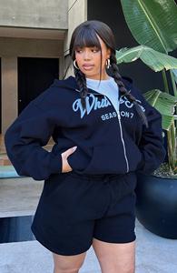 ชุดเซ็ตแทรคสูทผู้หญิงแบบ 2 ชิ้น ผ้าทึบ ปักลาย ซิปหน้า สำหรับฤดูหนาว - Product Image 6