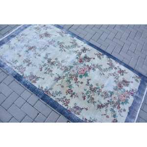 Alfombra de lana turca Beige de 3x6, 8 pies Vintage, área grande, tejido plano, alfombra para sala de estar, patrón de retazos, respaldo de látex para decoraciones - Product Image 4