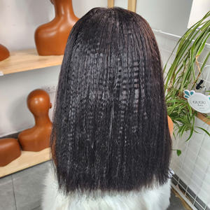 Extensions de cheveux humains vierges 5x5 Kinky Straight 16 pouces, perruques à fermeture, super double trame, cheveux vierges vietnamiens, boucles crépues - Product Image 1