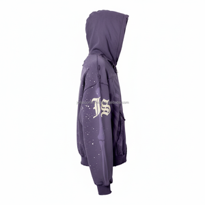 Sudadera con capucha y cremallera de lana pesada 450 GSM sudadera gruesa de invierno con capucha estampada streetwear logotipo personalizado bordado sudaderas básicas para mujer - Product Image 3