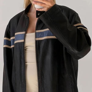 Best Old Fashion 90's <b>Women's</b> <b>Vintage</b> Oversized Straight 100% Leather <b>Jacket</b> Handmade <b>Womens</b> <b>Jackets</b> - Product Image 4