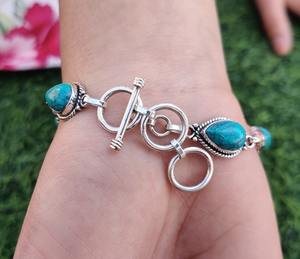 เครื่องประดับอัญมณีเทอร์ควอยส์สำหรับผู้หญิงสร้อยข้อมือสไตล์ Boho สีเงิน925เป็นของขวัญแฮนด์เมดที่กำลังมาแรงสำหรับ - Product Image 2