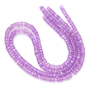 ลูกปัดมูนสโตนสีม่วงลาเวนเดอร์ธรรมชาติ รูปทรงยางเรียบ แบบเฮชิ ขนาด 15 นิ้ว ขายส่ง - Product Image 3