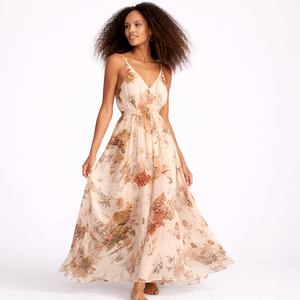 Maxi vestido Boho Chic sostenible para las vacaciones de verano hecho a mano en la India - Product Image 1