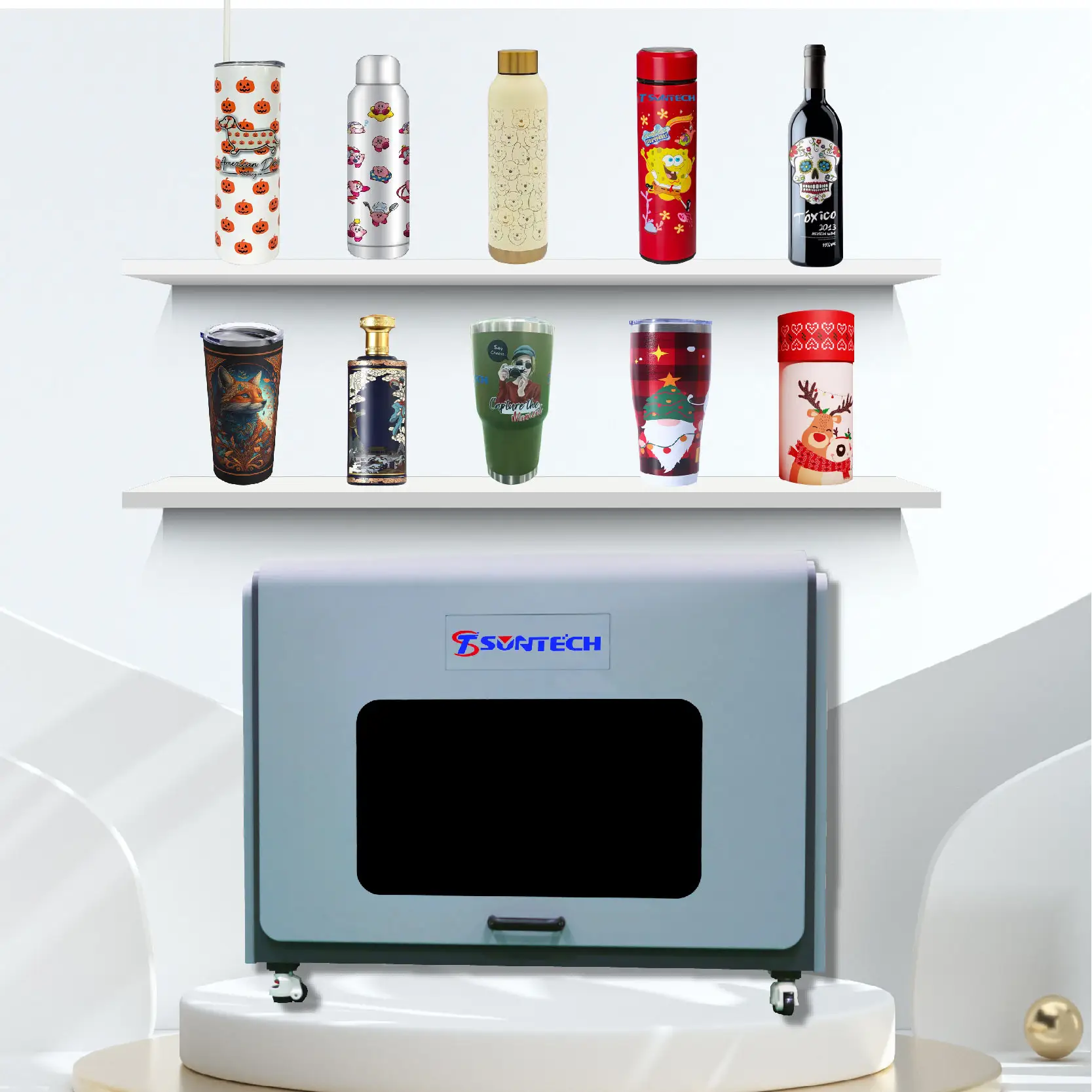 Suntech botol uv silinder Digital, printer tumbler stainless 360 botol air kosmetik Desktop Digital