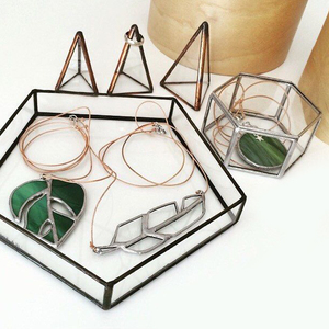 Boîte de présentation de stockage de bijoux de nouveau style moderne fait à la main traditionnel avec tiroir de fenêtre en verre finition claire antique en forme de rectangle - Product Image 5