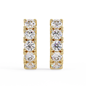 Modern luxury Huggie Hoop Earrings Shared Prong Diamond Earring 3mm Round Brilliant Cut Lab Grown diamond Bridal Diamond Earring - Product Image 1