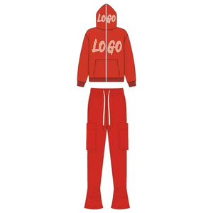 ชุดวอร์มผ้าฝ้ายไซส์ใหญ่พิเศษพร้อมผ้าฟลีซซักด้วยกรดพลอยเทียมสไตล์สตรีทแวร์สำหรับฤดูหนาวออกแบบโลโก้ได้ตามต้องการ - Product Image 5