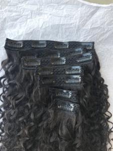 Exportación de calidad superior Raw Cambodian Mink Indian Temple Virgin 20 ''Kinky Curly Clip Ins Extension's Single Donor Hair Proveedor indio - Product Image 2