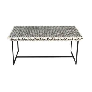 Table basse classique en bois sculpté avec incrustations de fleurs, table centrale artisanale, décoration d'intérieur - Product Image 4