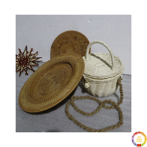 Cesta de bandeja de ratán Cesta decorativa redonda hecha a mano ecológica para almacenamiento de alimentos y servicio de Vietnam - Product Image 3