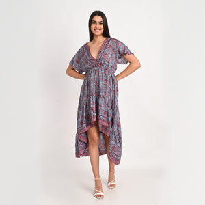 ซื้อชุดปาร์ตี้ด้านหน้าสั้นชุดเดรสผ้าไหมส่าหรีด้านหลังยาวเหมาะสำหรับกิจกรรมฤดูร้อน - Product Image 1