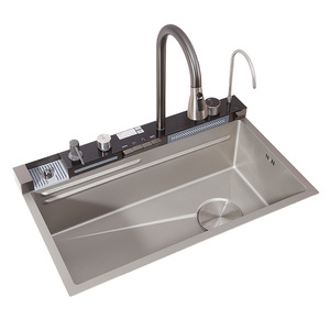 Robinets de <span class=keywords><strong>cuisine</strong></span> en acier inoxydable 304 avec affichage numérique de la température de contrôle des touches de piano et support d'évier de pluie volante - Product Image 4