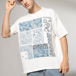 Camiseta de Hombre de Algodón 100% de Punto Grueso de 220g, Cuello en V, Corte Regular, Estilo Vintage, Personalizada, con Serigrafía - Product Image 1