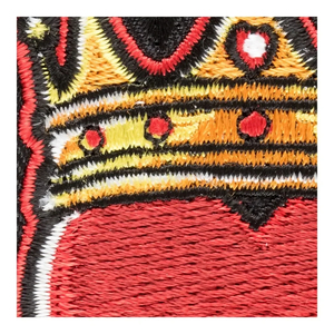 Parche bordado de corazón rojo con corona dorada, tela de sarga cosida, parches bordados adhesivos Merrow Border para sombreros y telas - Product Image 3