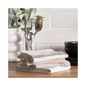 <b>Waffle</b> Weave Kitchen Towel Sets 40x40cm Grey Geometric Embroidered Ultra Durable Bulk OEM ODM Export India - Product Image 4