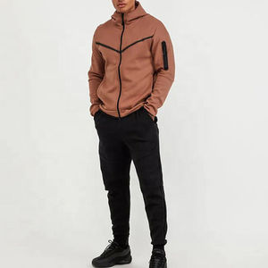 Wholesale Zip up Sweat Suits Distress <b>Patch</b> Acid Wash Hoodie and Sweatpants Set Flared Tracksuit for men's custom OEM - Product Image 6