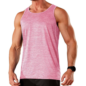 <b>Men's</b> <b>Pink</b> Wholesale O-Neck Knitted Quick Dry Sporty Tank Top Solid Color Sleeveless Vest Athletic Wear - Product Image 1